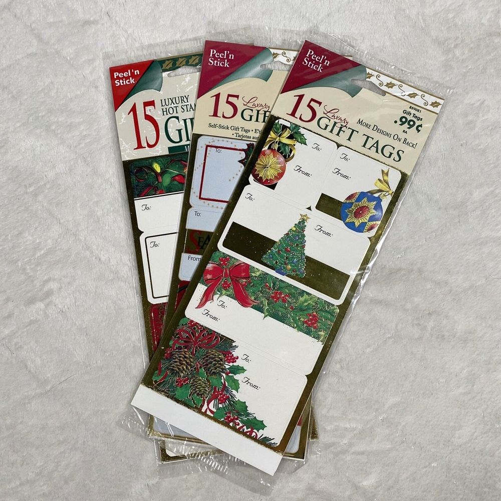 Vintage Christmas Gift Tags Luxury Hot Stamped 3-15 Packs American Greetings NOS